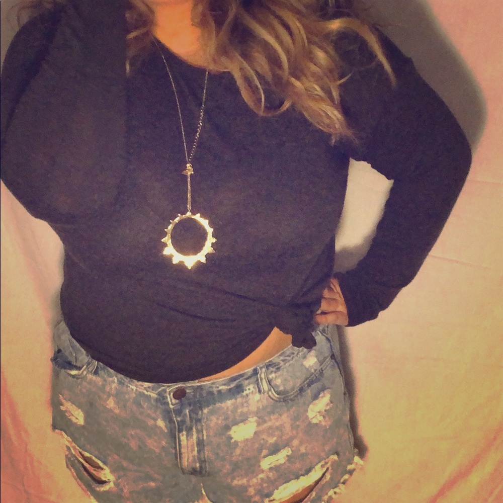 Super soft gray knit long sleeve top